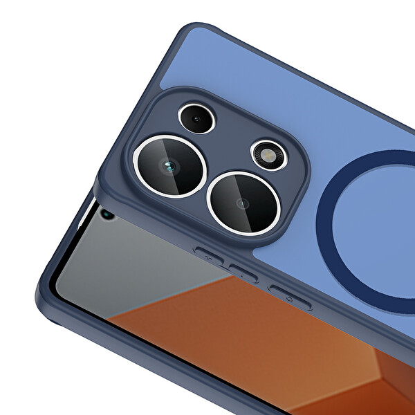 Başkenttekno Xiaomi Redmi Note 13 Pro 4G Uyumlu Kılıf Mat Magsafe Şarj Hassas Butonlu Yumuşak Kenarlı Babet Lacivert