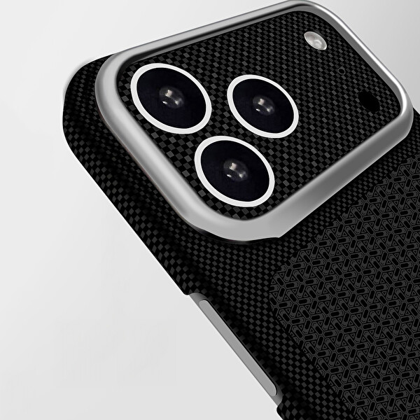 Başkenttekno iPhone 17 Pro Max Uyumlu Magsafe iPhone 18 Pro Max Görünümlü Karbon Fiber Görünümlü Dokulu Nexel Bordo