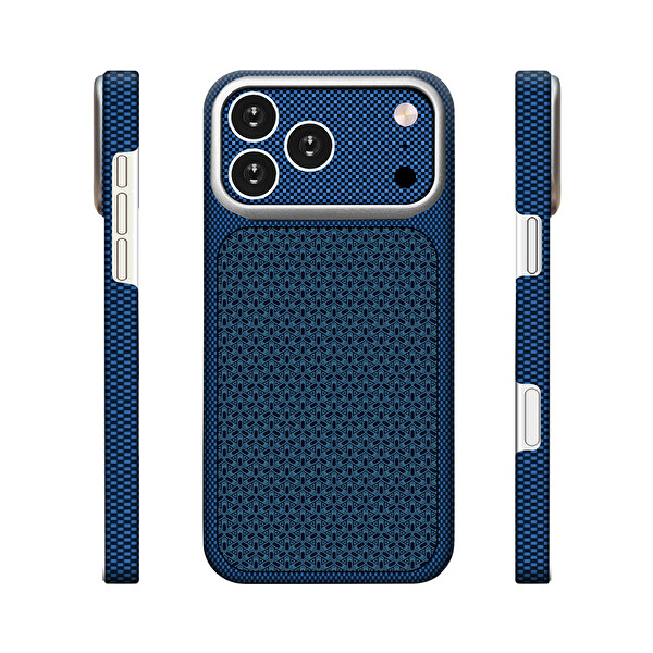 Başkenttekno iPhone 17 Pro Max Uyumlu Magsafe iPhone 18 Pro Max Görünümlü Karbon Fiber Görünümlü Dokulu Nexel Bordo