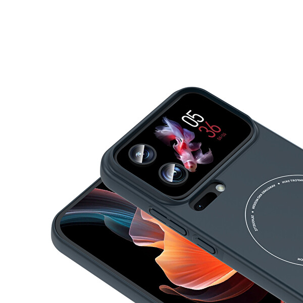 Başkenttekno Xiaomi 17 Pro Max Uyumlu MagSafe Özellikli Elio Kamera Korumalı Sert Kapak Kılıf Lacivert