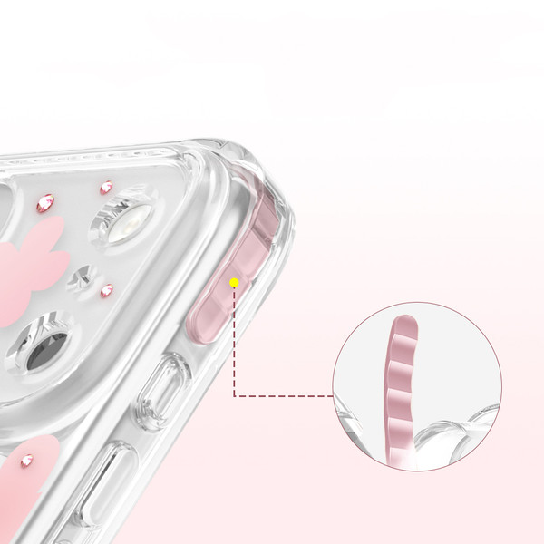 Başkenttekno iPhone 17 Pro Max MagSafe Destekli Parlak Taşlı Tasarımlı Kamera Korumalı Elvo Kılıf Pembe