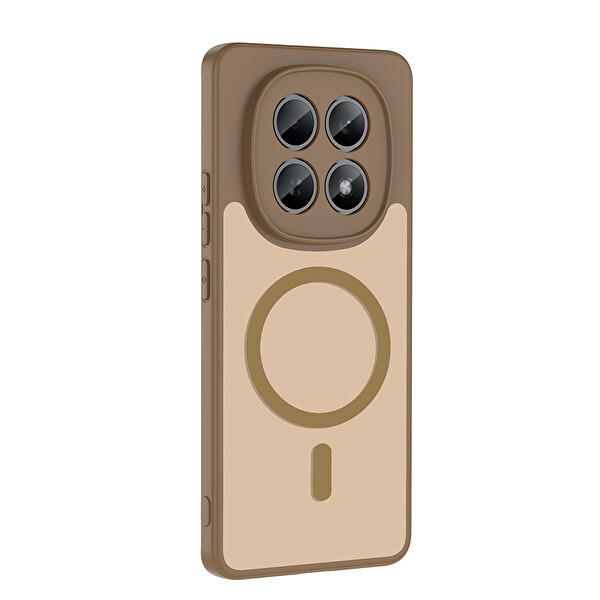 Başkenttekno Xiaomi Redmi Note 15 5G Uyumlu Kılıf Mat Magsafe Şarj Hassas Butonlu Yumuşak Kenarlı Babet Kahverengi