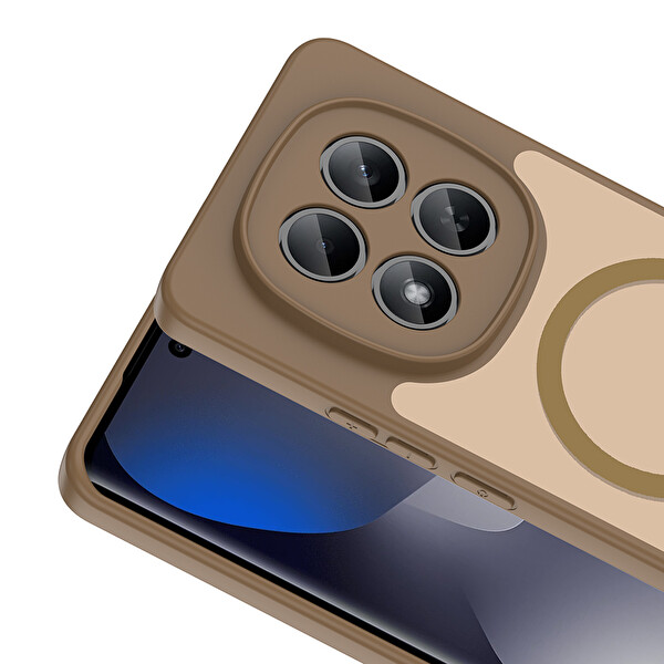 Başkenttekno Xiaomi Redmi Note 15 Pro Plus Uyumlu Kılıf Mat Magsafe Şarj Hassas Butonlu Yumuşak Kenarlı Kahverengi