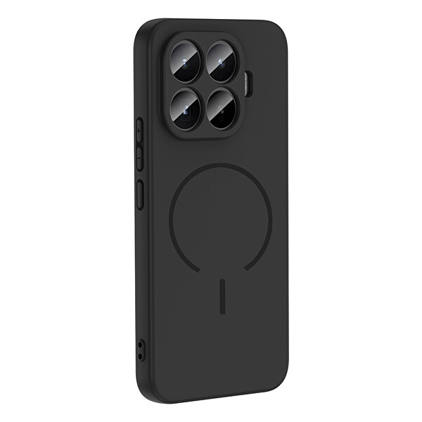 Başkenttekno Xiaomi 17T Pro Meta Lansman Magsafe Kamera Korumalı içi Kadife Yumuşak Renkli Süet Silikon Siyah
