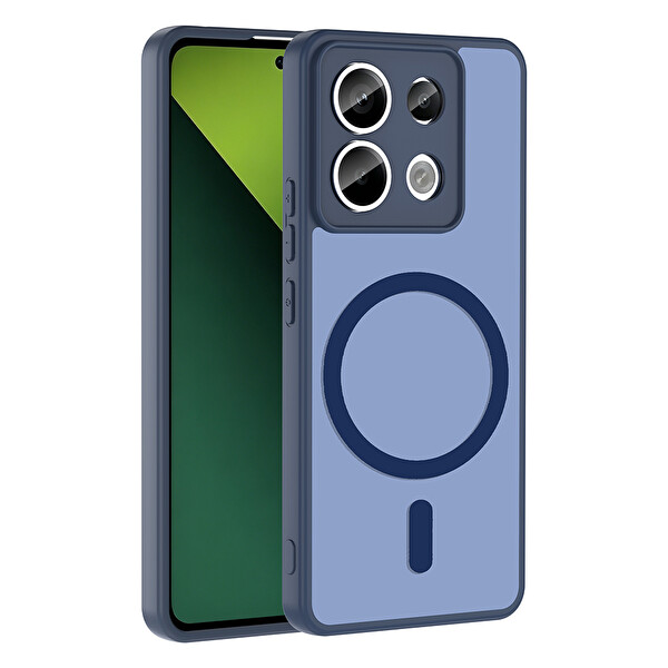 Başkenttekno Xiaomi Redmi Note 13 Pro 5G Uyumlu Kılıf Mat Magsafe Şarj Hassas Butonlu Yumuşak Kenarlı Babet Lacivert