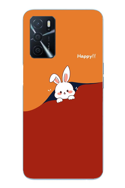 Le Balvo Oppo A16 Uyumlu Mutlu Tavşan Baskılı Silikon Kılıf
