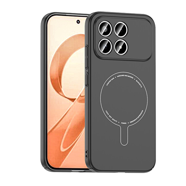 Başkenttekno Xiaomi Poco F8 Pro Uyumlu MagSafe Özellikli Elio Kamera Korumalı Sert Kapak Kılıf Siyah