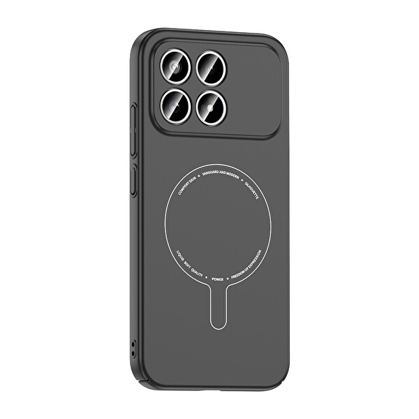 Başkenttekno Xiaomi Poco F8 Pro Uyumlu MagSafe Özellikli Elio Kamera Korumalı Sert Kapak Kılıf Siyah