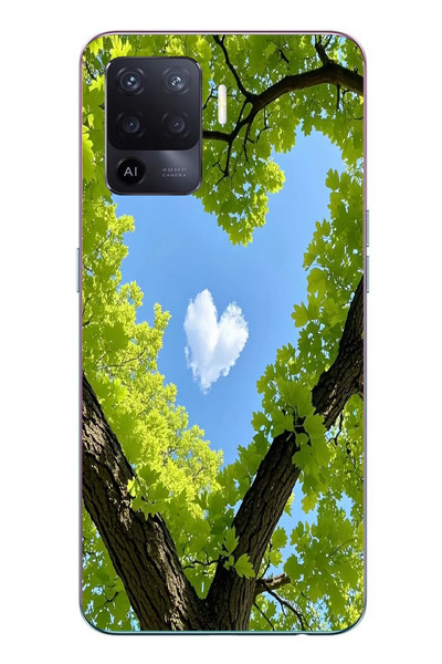 Le Balvo Oppo Reno 5 Lite Uyumlu Kalpli Ağaç Baskılı Silikon Kılıf