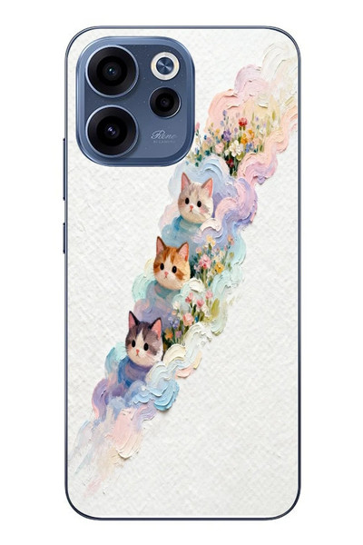 Le Balvo Oppo Reno 15F Uyumlu Yağlı Boya Kediler Baskılı Silikon Kılıf