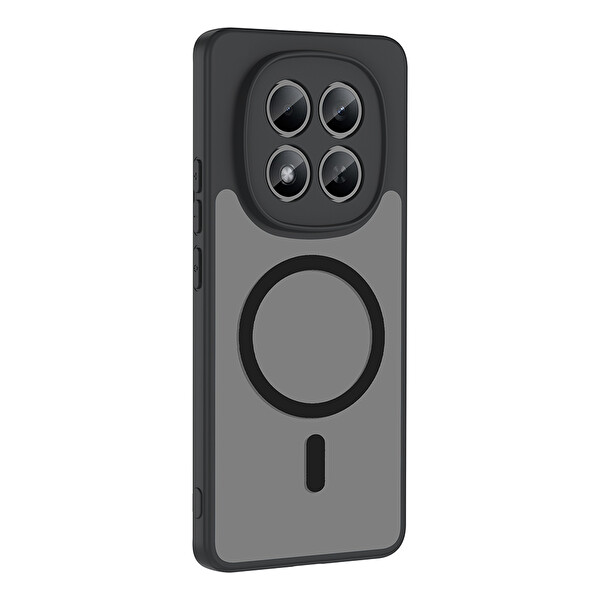 Başkenttekno Xiaomi Redmi Note 15 Pro 5G Uyumlu Kılıf Mat Magsafe Şarj Hassas Butonlu Yumuşak Kenarlı Kapak Siyah