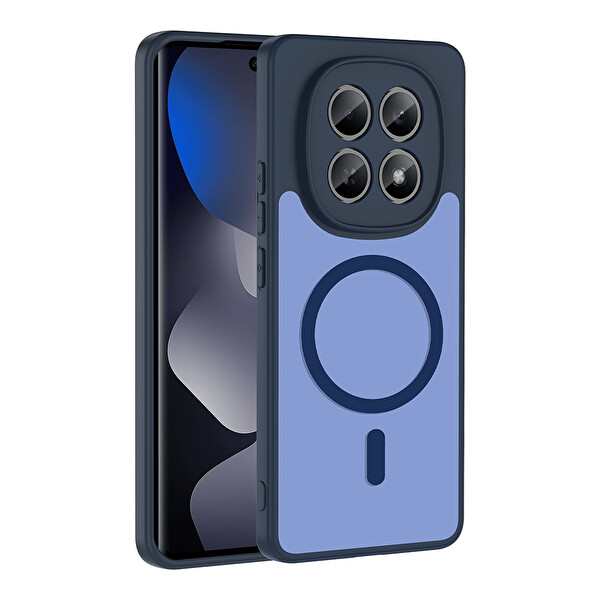 Başkenttekno Xiaomi Redmi Note 15 4G Uyumlu Kılıf Mat Magsafe Şarj Hassas Butonlu Yumuşak Kenarlı Babet Kapak Lacivert