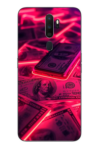 Le Balvo Oppo A5 2020 Uyumlu Kızıl Dolarlar Baskılı Silikon Kılıf