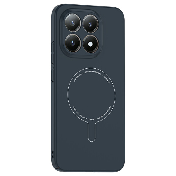 Başkenttekno Xiaomi 15T Uyumlu MagSafe Özellikli Elio Kamera Korumalı Sert Kapak Kılıf Lacivert