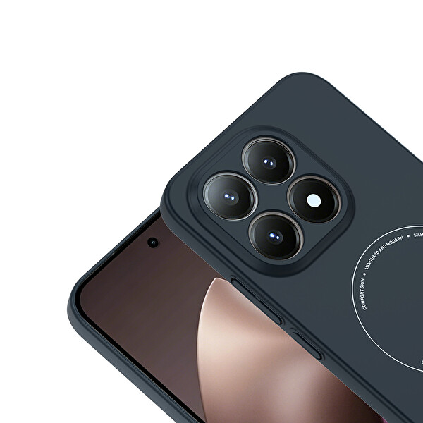 Başkenttekno Xiaomi 15T Uyumlu MagSafe Özellikli Elio Kamera Korumalı Sert Kapak Kılıf Lacivert