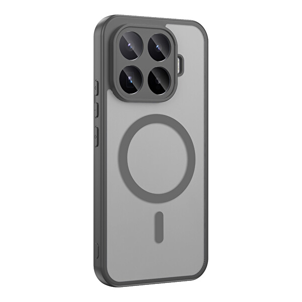 Başkenttekno Xiaomi 17T Uyumlu Kılıf Mat Magsafe Şarj Hassas Butonlu Renkli Yumuşak Kenarlı Premium Babet Kapak Gri