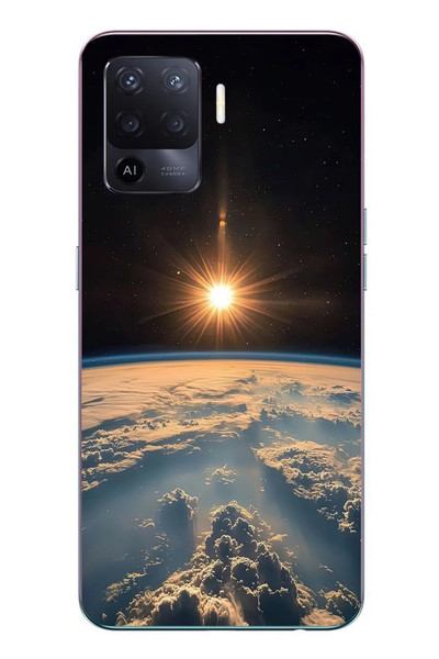 Le Balvo Oppo Reno 5 Lite Uyumlu Uzay Günbatımı Baskılı Silikon Kılıf