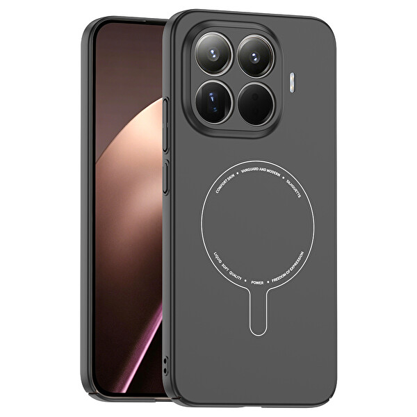 Başkenttekno Xiaomi 15T Pro Uyumlu MagSafe Özellikli Elio Kamera Korumalı Sert Kapak Kılıf Siyah
