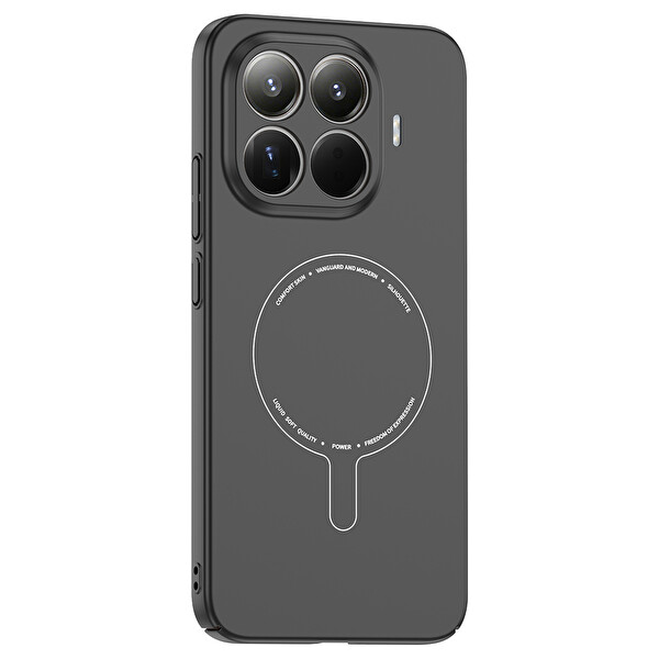 Başkenttekno Xiaomi 15T Pro Uyumlu MagSafe Özellikli Elio Kamera Korumalı Sert Kapak Kılıf Siyah
