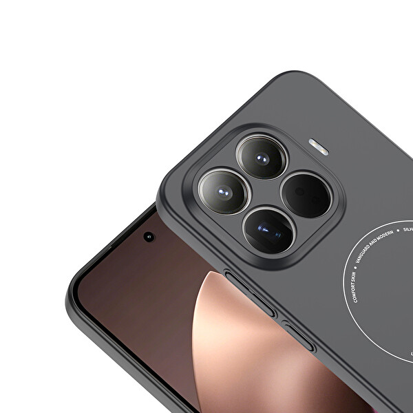Başkenttekno Xiaomi 15T Pro Uyumlu MagSafe Özellikli Elio Kamera Korumalı Sert Kapak Kılıf Siyah