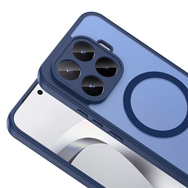 Başkenttekno Xiaomi 17T Uyumlu Kılıf Mat Magsafe Şarj Hassas Butonlu Yumuşak Kenarlı Premium Babet Kapak Lacivert