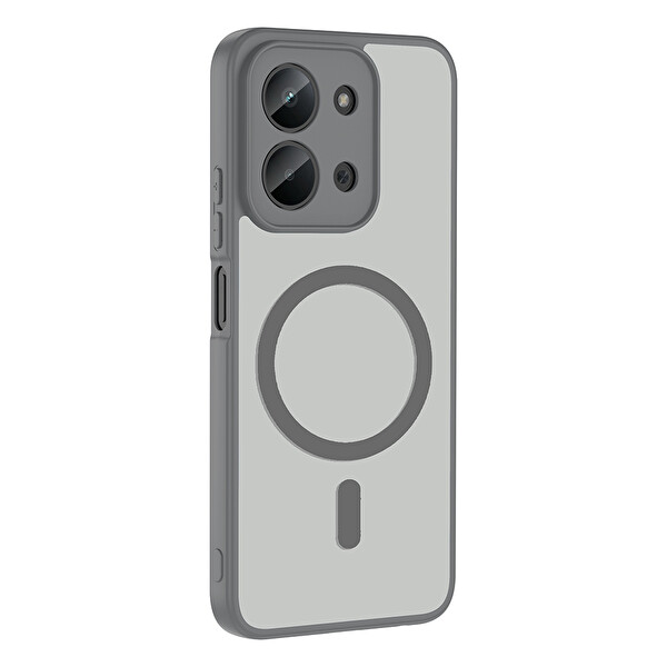 Başkenttekno Xiaomi Redmi 15C Uyumlu Kılıf Mat Magsafe Şarj Hassas Butonlu Yumuşak Kenarlı Premium Babet Kapak Gri