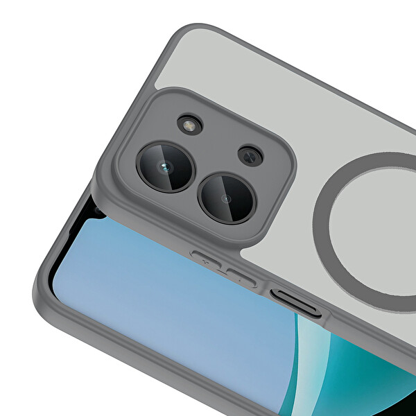 Başkenttekno Xiaomi Redmi 15C Uyumlu Kılıf Mat Magsafe Şarj Hassas Butonlu Yumuşak Kenarlı Premium Babet Kapak Gri