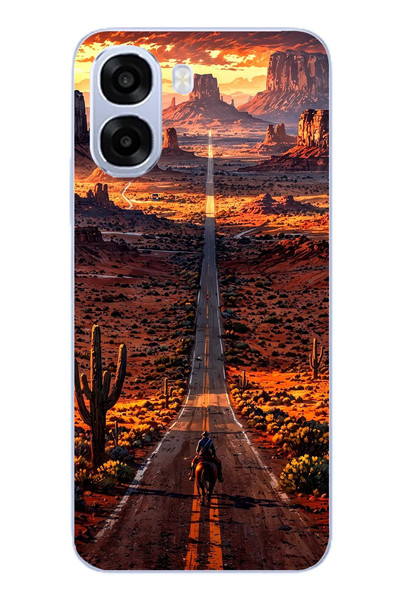 Le Balvo Oppo A6t - A6X Uyumlu Kovboy Yolda Baskılı Silikon Kılıf