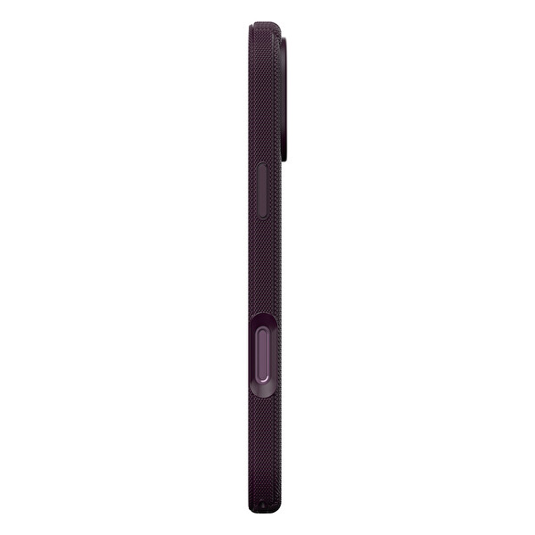 Başkenttekno iPhone 18 Pro Kılıf MagSafe Şarj Özellikli Çizgi Desenli Kumaş Dokulu Lorin Kapak Bordo