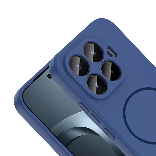 Başkenttekno Xiaomi 17T Meta Lansman Magsafe Kamera Korumalı içi Kadife Yumuşak Renkli Süet Silikon Lacivert