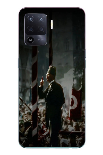 Le Balvo Oppo Reno 5 Lite Uyumlu Atatürk Hitap Ediyor Baskılı Silikon Kılıf