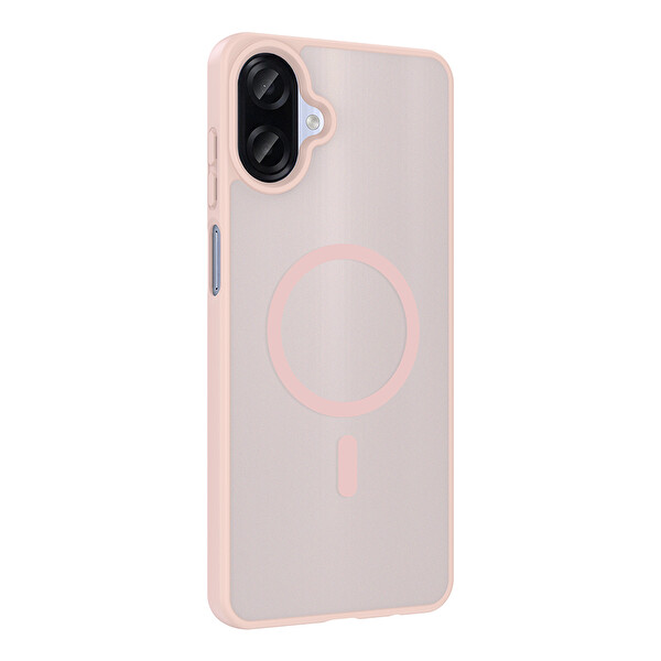 Başkenttekno Samsung Galaxy A07 Kılıf Mat Magsafe Şarj Hassas Butonlu Renkli Yumuşak Kenarlı Premium Babet Kapak Pembe