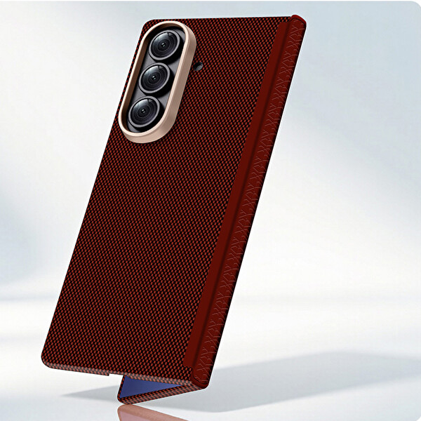 Başkenttekno Samsung Galaxy Z Fold 7 Uyumlu 400D M-Safe Şarj Özellikli Kılıf Premium Paris Zerre Sert Bordo