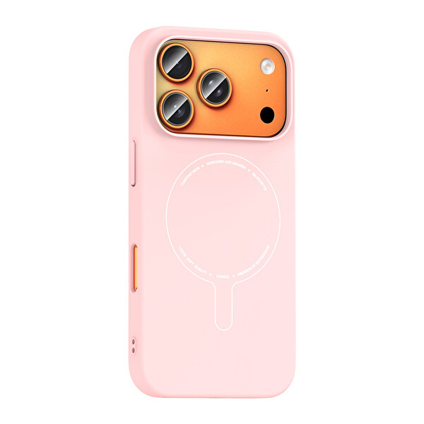 Başkenttekno iPhone 18 Pro Max Uyumlu MagSafe Özellikli Elio Kamera Korumalı Sert Kapak Kılıf Açık Pembe