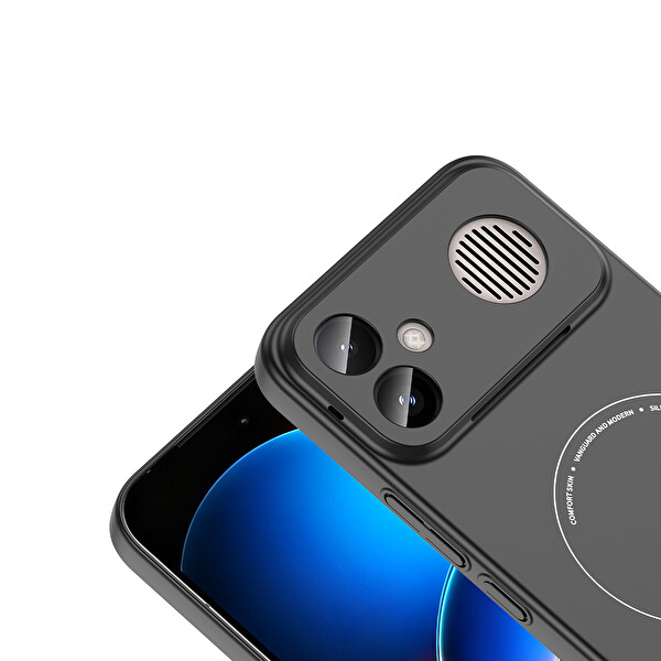 Başkenttekno Xiaomi Poco F8 Ultra Uyumlu MagSafe Özellikli Elio Kamera Korumalı Sert Kapak Kılıf Siyah