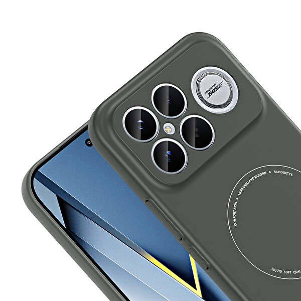 Başkenttekno Xiaomi Poco F8 Ultra Uyumlu MagSafe Özellikli Elio Kamera Korumalı Sert Kapak Kılıf Siyah