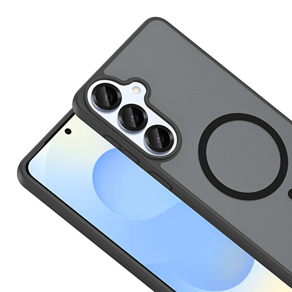Başkenttekno Samsung Galaxy S26 Plus Kılıf Mat Magsafe Şarj Hassas Butonlu Yumuşak Kenarlı Premium Babet Kapak Siyah