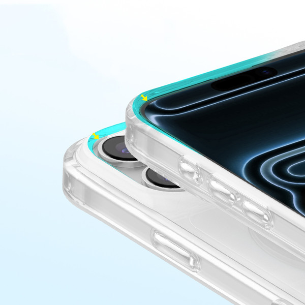 Başkenttekno iPhone 18 Pro Premium Kristal Taş İşlemeli MagSafe Özellikli Darbe Emici Mova Telefon Kılıfı Şeffaf