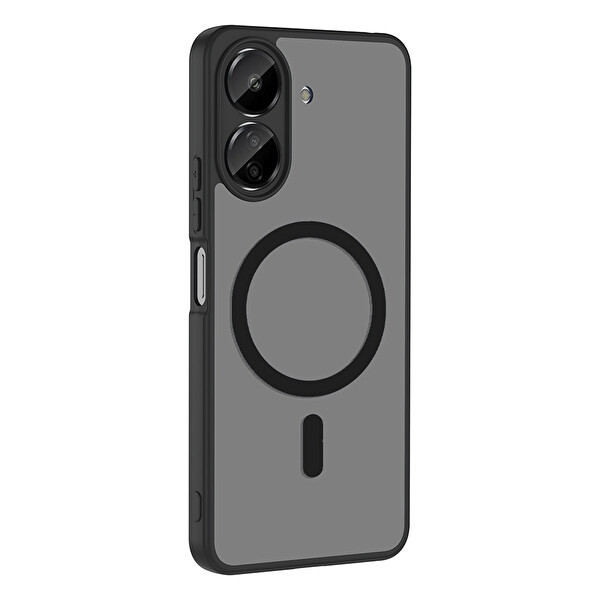 Başkenttekno Xiaomi Poco C65 Uyumlu Kılıf Mat Magsafe Şarj Hassas Butonlu Renkli Yumuşak Kenarlı Premium Kapak Siyah