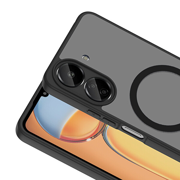 Başkenttekno Xiaomi Poco C65 Uyumlu Kılıf Mat Magsafe Şarj Hassas Butonlu Renkli Yumuşak Kenarlı Premium Kapak Siyah