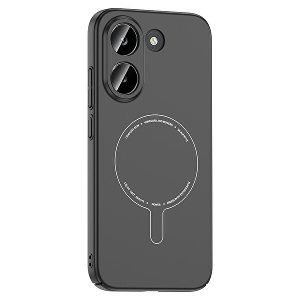 Başkenttekno Xiaomi Poco X8 Pro Uyumlu MagSafe Özellikli Elio Kamera Korumalı Sert Kapak Kılıf Siyah