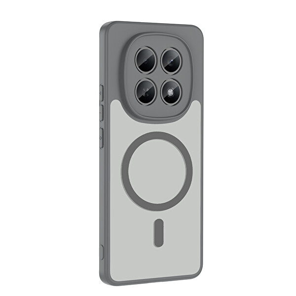 Başkenttekno Xiaomi Redmi Note 15 4G Uyumlu Kılıf Mat Magsafe Şarj Hassas Butonlu Yumuşak Kenarlı Babet Kapak Gri