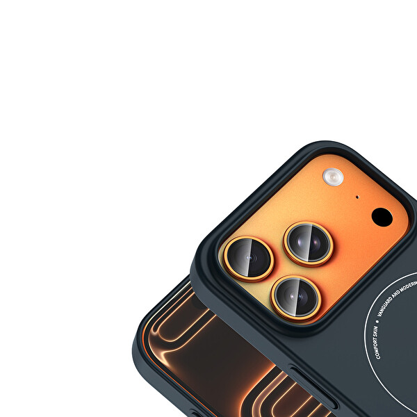 Başkenttekno iPhone 18 Pro Max Uyumlu MagSafe Özellikli Elio Kamera Korumalı Sert Kapak Kılıf Lacivert