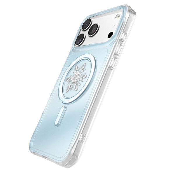 Başkenttekno iPhone 17 Pro Max Premium Kristal Taş İşlemeli MagSafe Özellikli Darbe Emici Mova Telefon Kılıfı Mavi