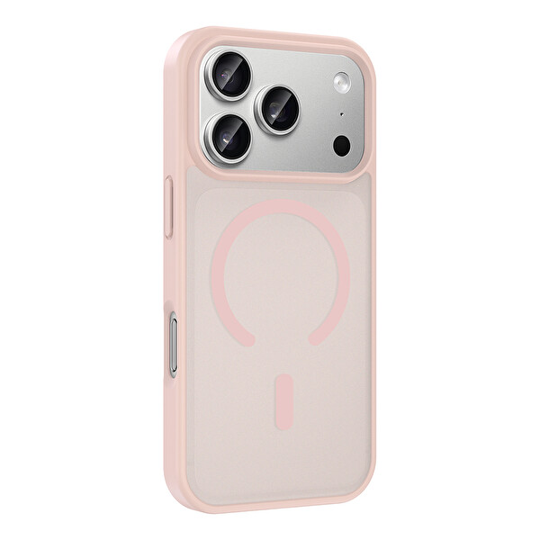 Başkenttekno iPhone 18 Pro Uyumlu Kılıf Mat Magsafe Şarj Hassas Butonlu Renkli Yumuşak Kenarlı Premium Kapak Pembe
