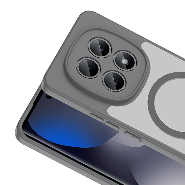 Başkenttekno Xiaomi Redmi Note 15 5G Uyumlu Kılıf Mat Magsafe Şarj Hassas Butonlu Yumuşak Kenarlı Babet Kapak Gri