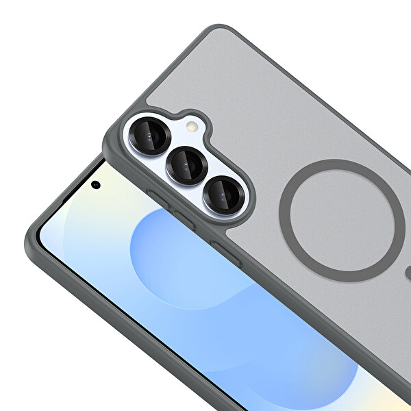 Başkenttekno Samsung Galaxy S26 Plus Kılıf Mat Magsafe Şarj Hassas Butonlu Yumuşak Kenarlı Premium Babet Kapak Gri