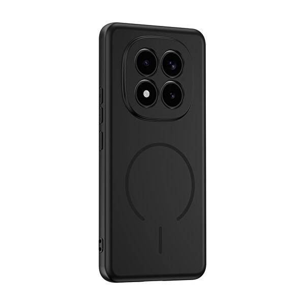 Başkenttekno Xiaomi Redmi Note 15 Pro Plus Meta Lansman Magsafe Kamera Korumalı içi Kadife Yumuşak Süet Silikon Siyah