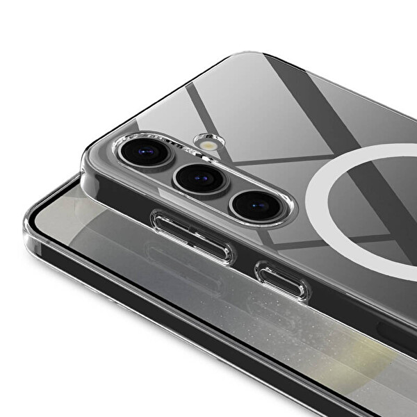 Başkenttekno Samsung Galaxy S26 Plus Kılıf Kamera Korumalı Kablosuz Şarj Özellikli Sararmaz Sert PC Porto Kapak Şeffaf