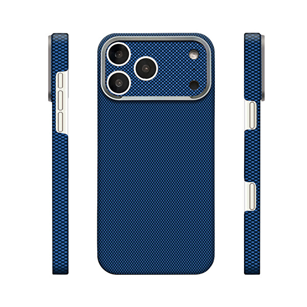 Başkenttekno iPhone 18 Pro Uyumlu 400D M-Safe Şarj Özellikli Kılıf Premium Paris Zerre Sert Lacivert